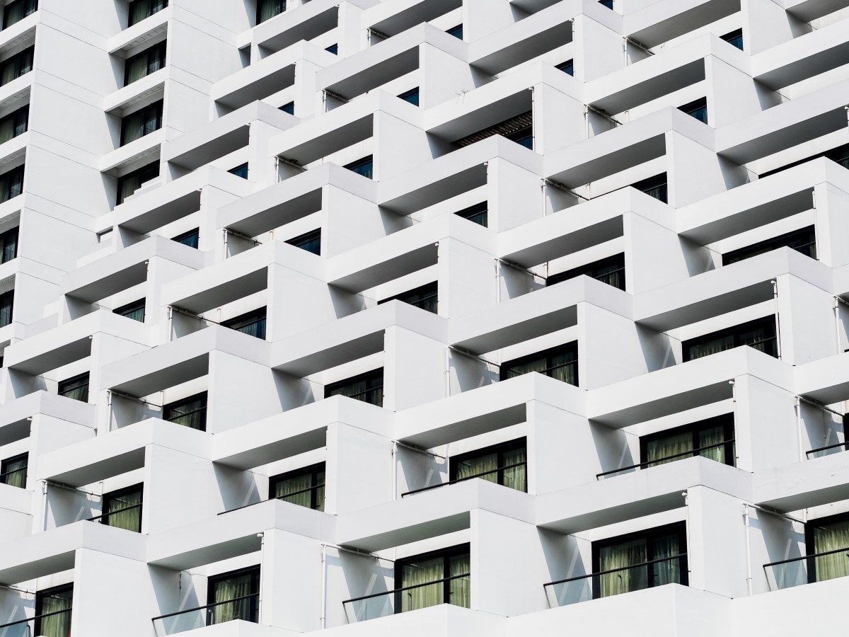 Repeating White Balconies in a Large Building