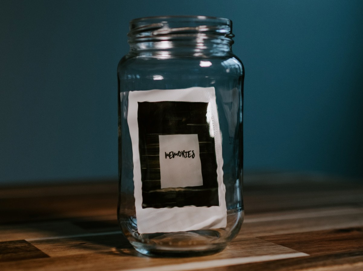 Empty Jam Jar labelled "Memories"
