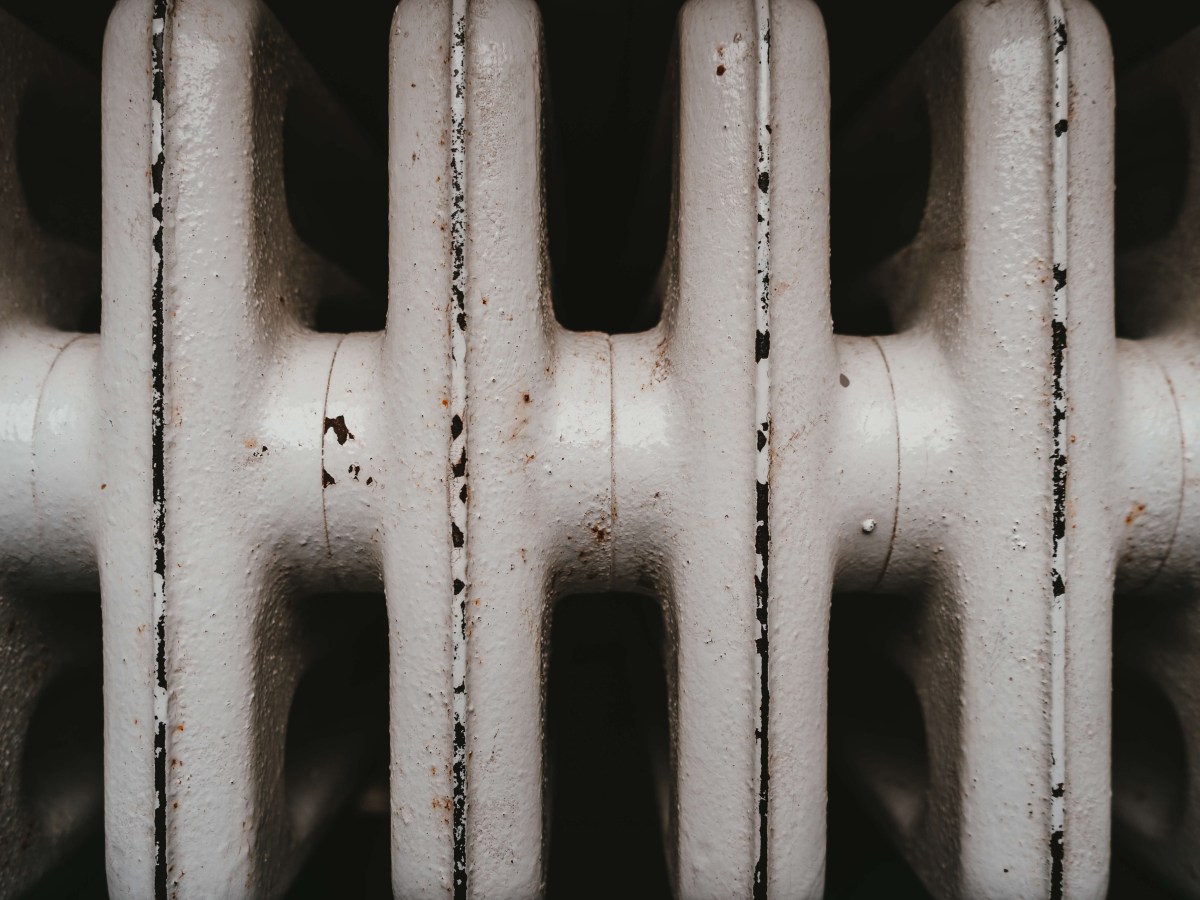 Top down view of a metal radiator